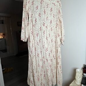 Per Una Cream and Red Long Sleeve Dress